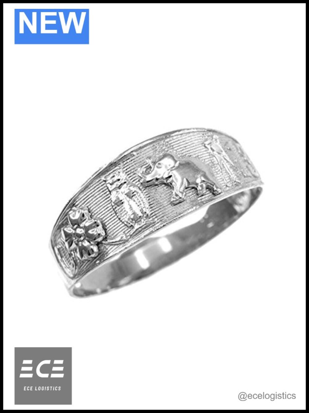 Sterling Silver Good Luck Charm Ring Size 8 Statement Jewelry
